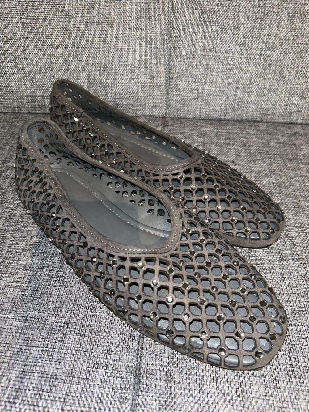H&M Women's Charcoal Gray Laser-Cut Ballet Flats